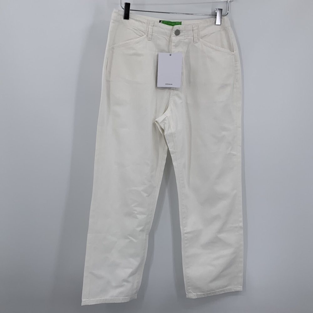SR vs Sandrine Rose white denim cropped straight leg denim jeans pants new 27